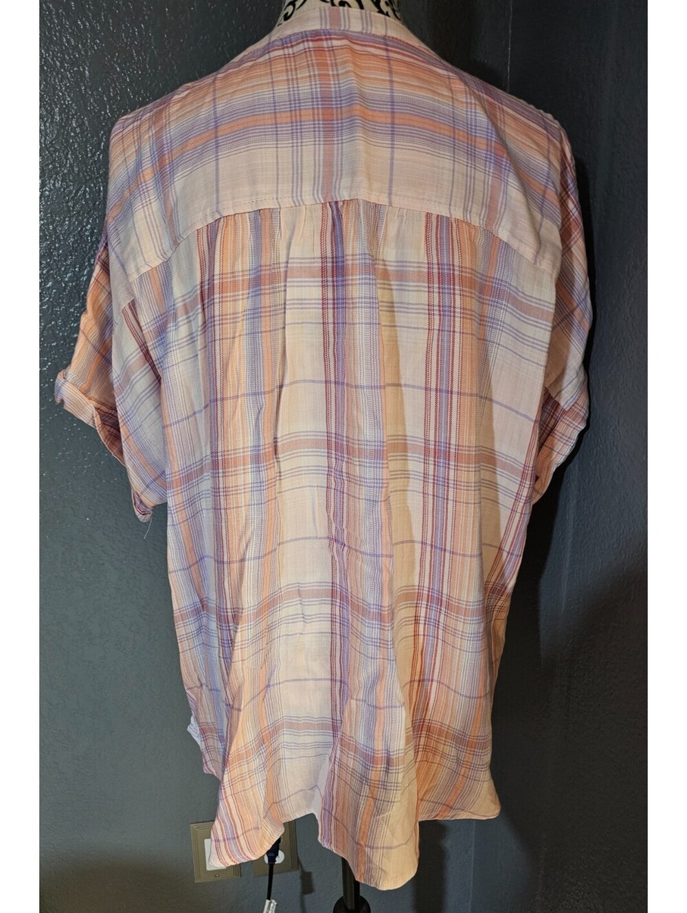 Women's Gloria Vanderbilt Button Up Blouse Size XXL Multicolor Short Sleeve Top - Picture 11 of 13